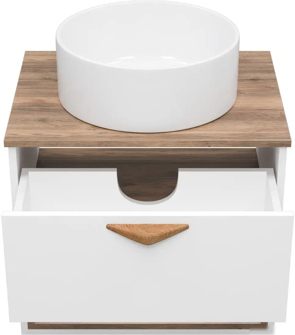 Brevita Тумба под умывальник Bergen 60 BER-07060-19-01-1Я (белый/темное дерево) – фото товара