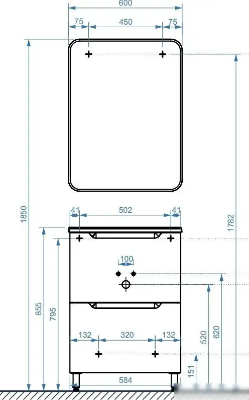 Belux Тумба под умывальник Ганновер Н 60-02 (1, белый глянец) – фото товара