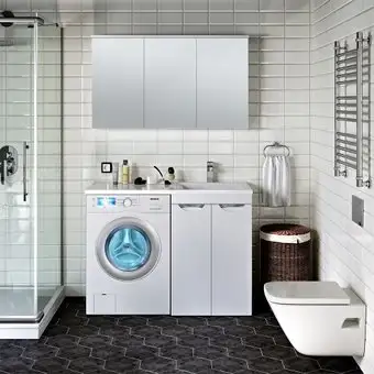 Runo Тумба с умывальником Runo Лира 60 + Гамма 120 лайт с левым крылом (напольная, белый) – изображение в каталоге