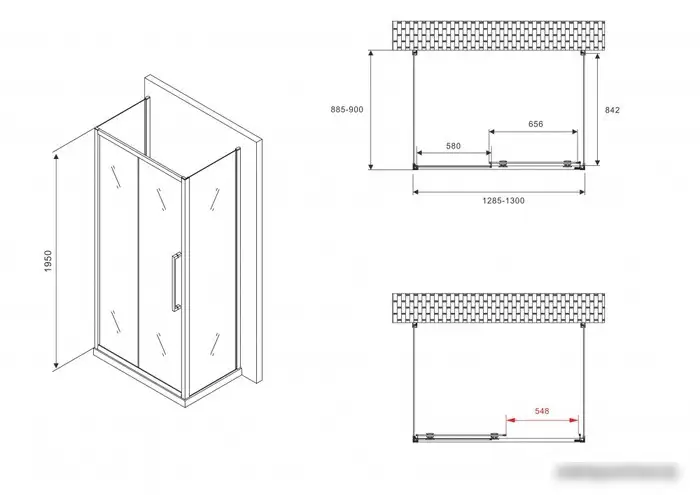 Душевой уголок Abber Schwarzer Diamant AG30130BH-S90B-S90B - фото товара
