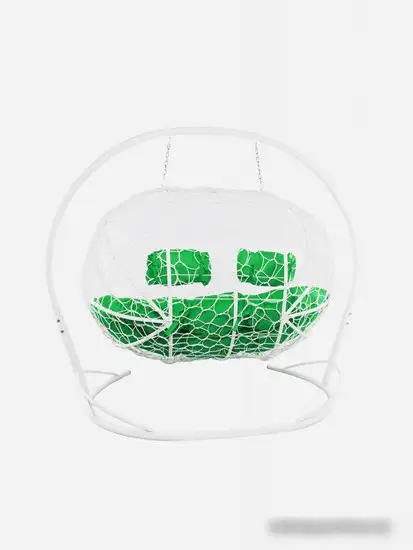 Подвесной диван M-Group Лежебока 11180104 (с белым ротангом/зеленая подушка) – фото товара