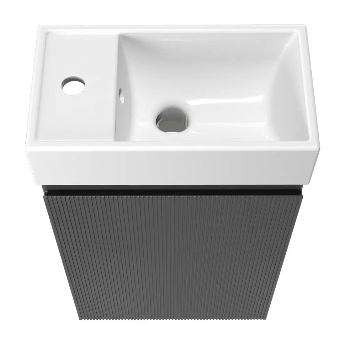 Wellsee Тумба под умывальник 2 в 1 WC Area 221802002 (тумба/матовый темно-серый, раковина/глянцевый белый, без ножек) – фото товара