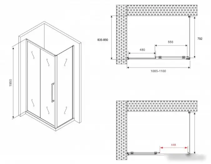 Душевой уголок Abber Schwarzer Diamant AG30110BH-S85B - фото товара