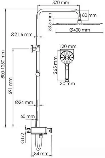 Душевая система Wasserkraft A113.117.127.CH Thermo - фото товара