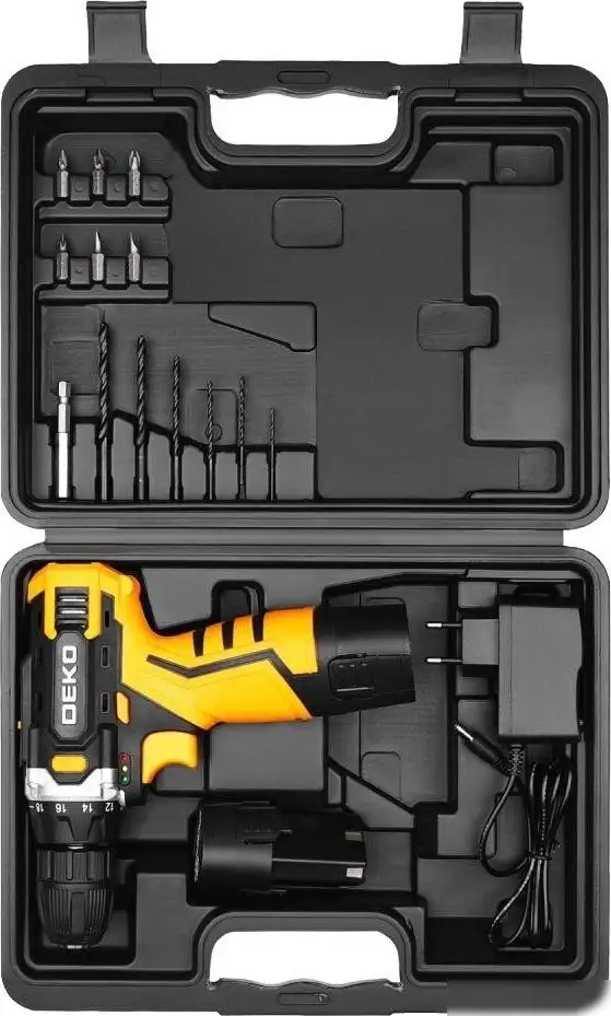 Дрель-шуруповерт Deko DKCD12V Set1 083-1022 (с 2-мя АКБ, кейс) – фото товара