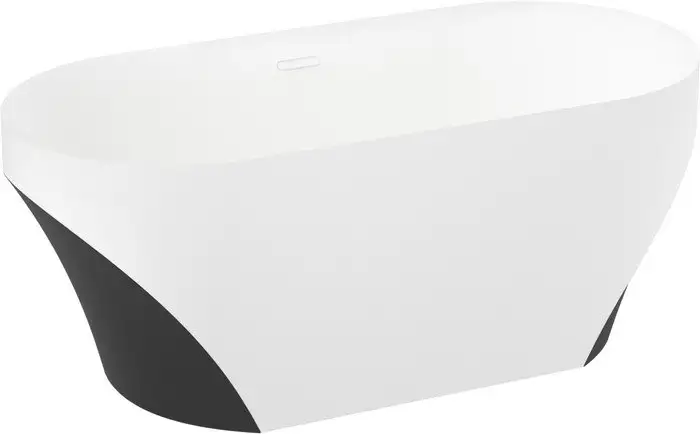 Ванна Wellsee Croquis 166x77 230302002 (отдельностоящая ванна матовый белый/матовый черный, экран, ножки, сифон-автомат матовый белый) - фото товара