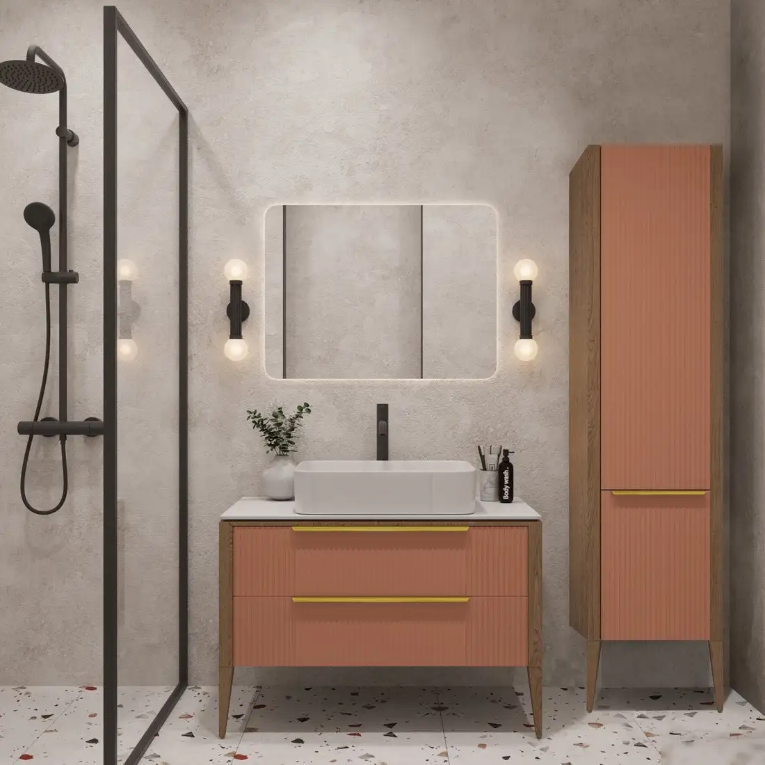 ЗОВ Шкаф-пенал для ванной Валенсия MVPRAL3012 (RAL 3012) – фото товара