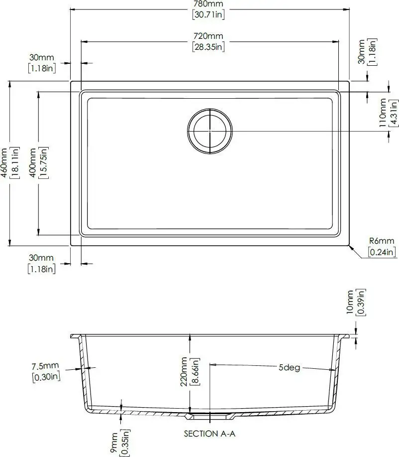 Кухонная мойка Longran Enigma ENG780.460 (черный/onyx) - фото товара