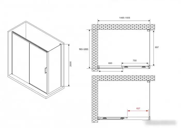 Душевой уголок Abber Komfort AG93150-S102 - фото товара
