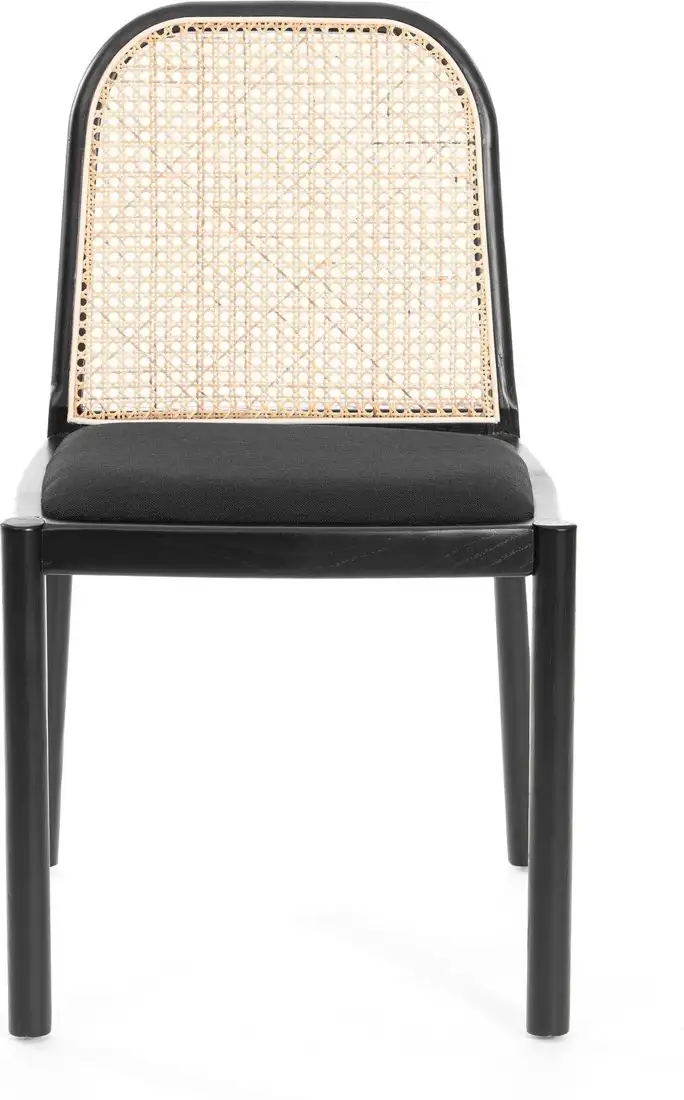 Стул TetChair Freya дерево вяз/ротанг (черный/черный лен)