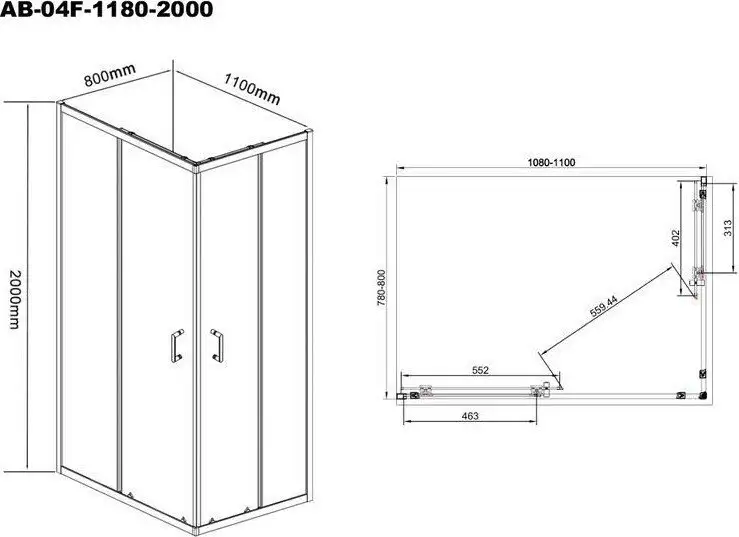 Душевой уголок Aquabath AB-04F-1180-2000 - фото товара