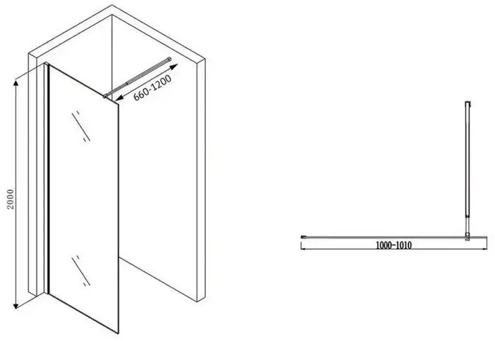 Душевая стенка Abber Immer Offen AG61100B8 - фото товара