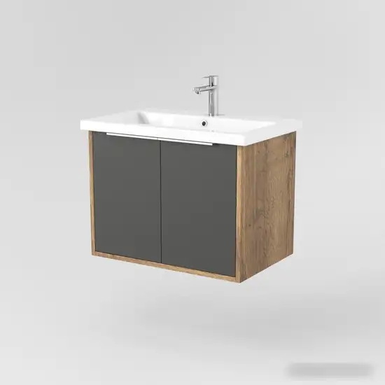 Дабер Тумба под умывальник 018 Cersanit Como 70 Т18.7С.0.22Б (дуб галифакс/серый/ручка белая) – фото товара