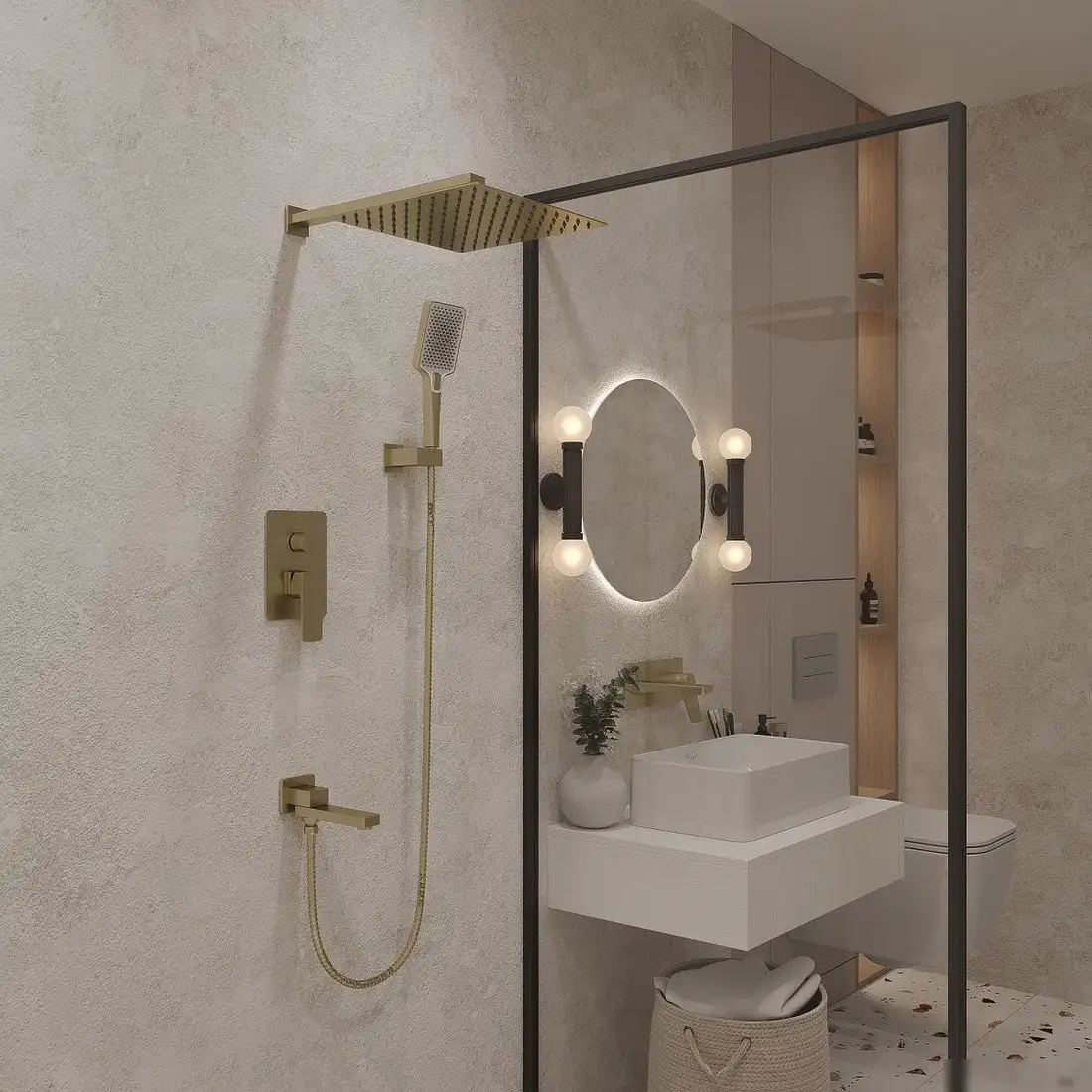 Душевой гарнитур Oliveeka 939003 (золотой) - фото товара