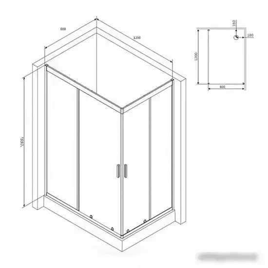 Душевой уголок AM.PM Gem W90G-404-120280-BT 120x80 - фото товара