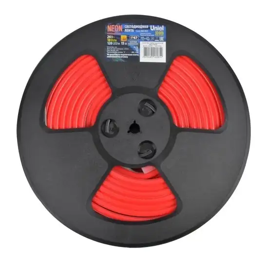 Светодиодная лента Uniel ULS-N11-2835-120LED-m-8mm-IP67-DC24V-10W-m-15M-RED – фото товара