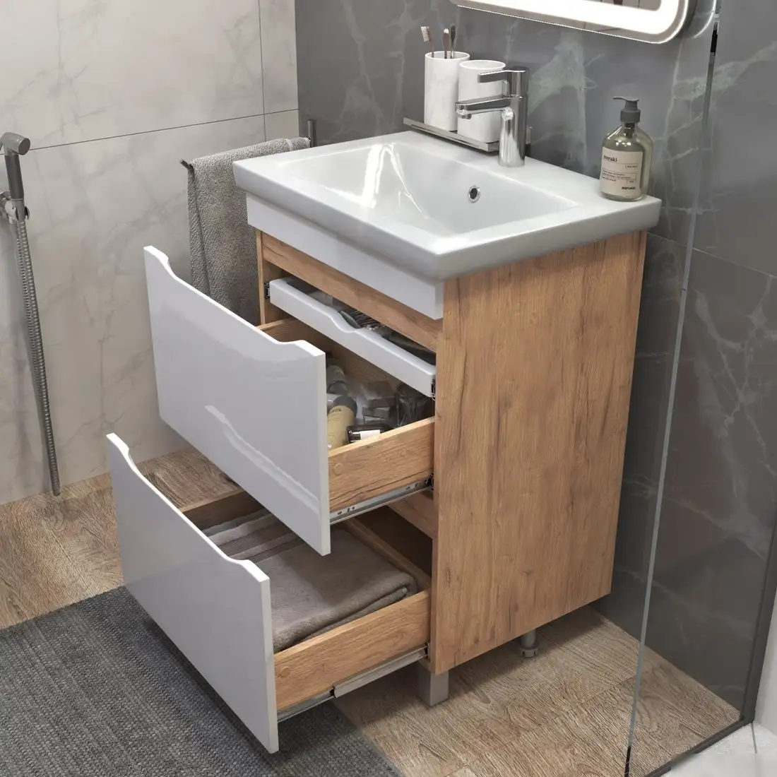 Vigo Тумба под умывальник Grani 600-0-2 Como (дуб золотой) – фото товара