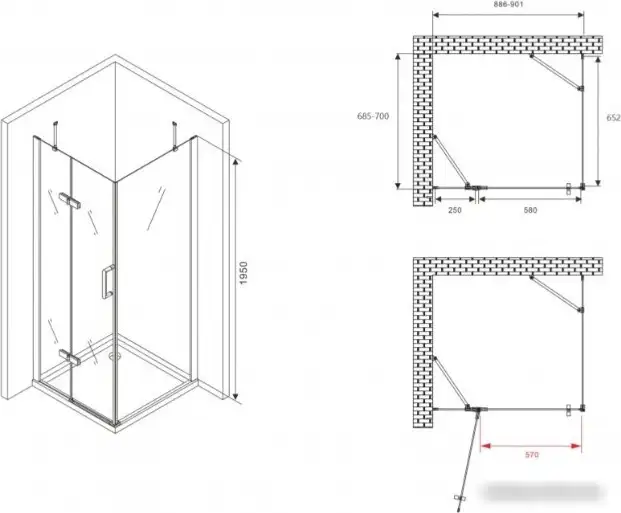 Душевой уголок Abber Zart AG08090-S71 - фото товара