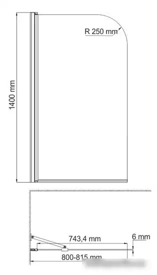 Стеклянная шторка для ванны Wasserkraft Leine 35P01-80WHITE Fixed – фото товара