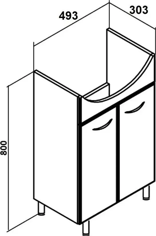 Runo Тумба с умывальником Runo Уют 50 + Уют 50 (напольная) – фото товара