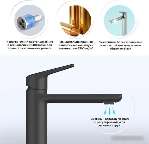 Смеситель Wellsee ICON! for life 182302000 (матовый черный) - фото товара