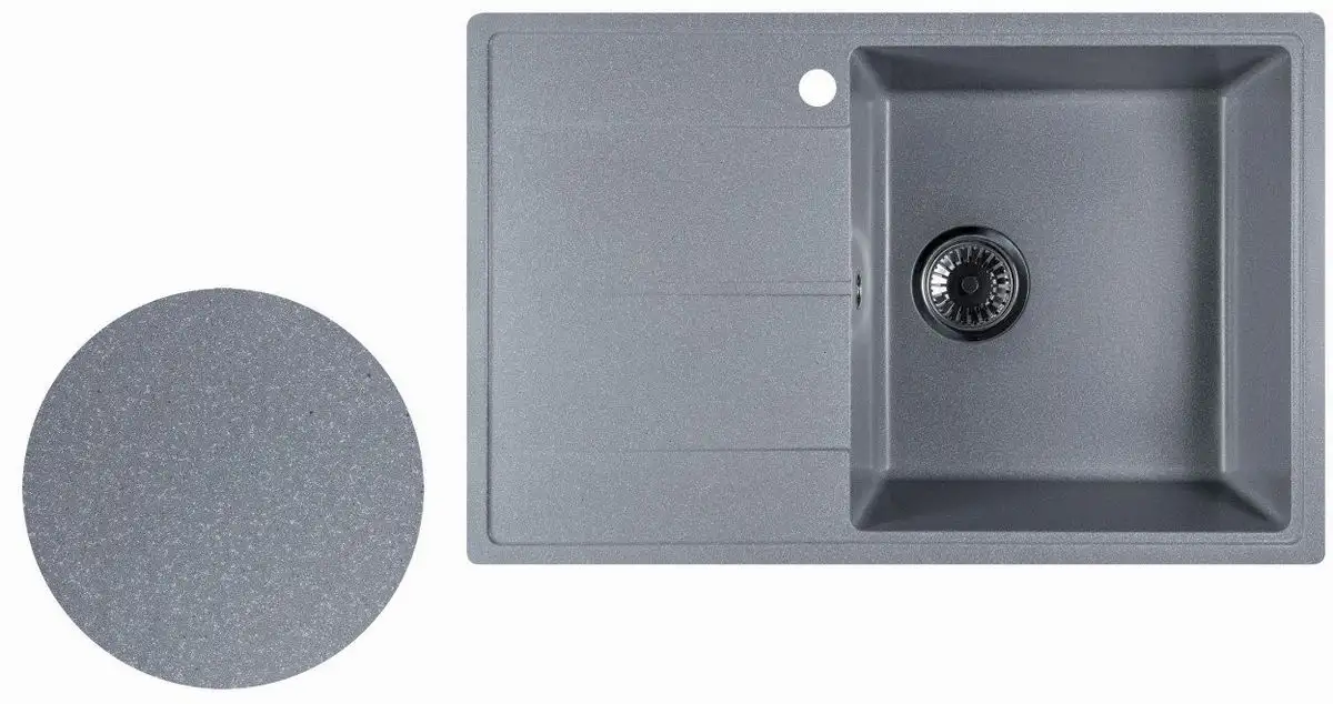 Кухонная мойка Marblan Magnum R (серебристый, с сифоном) - фото товара