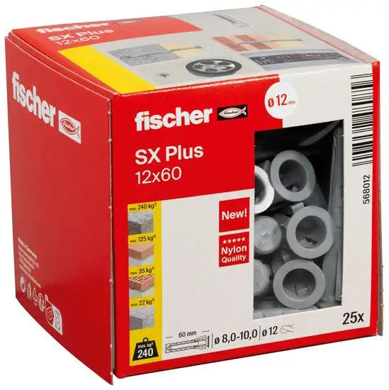 Дюбель универсальный Fischer SX Plus 12x60 568012 (25 шт) – фото товара