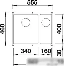 Кухонная мойка Blanco Subline 340/160-U 525986 (левая, черный) - фото товара