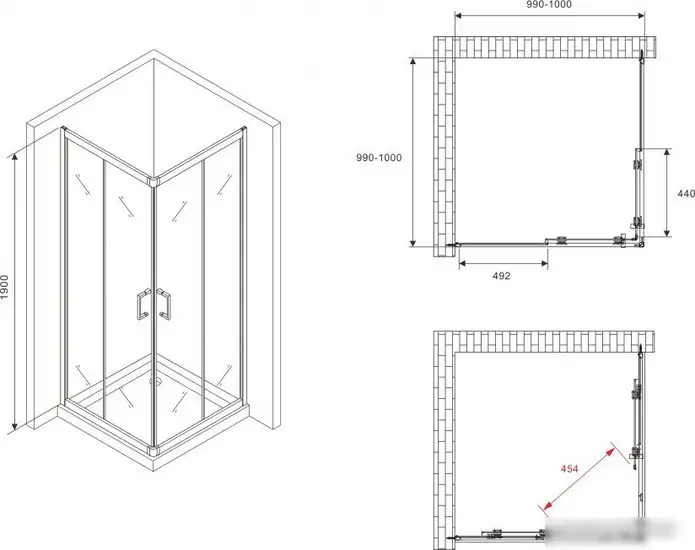 Душевой уголок Abber Schwarzer Diamant AG021005 - фото товара