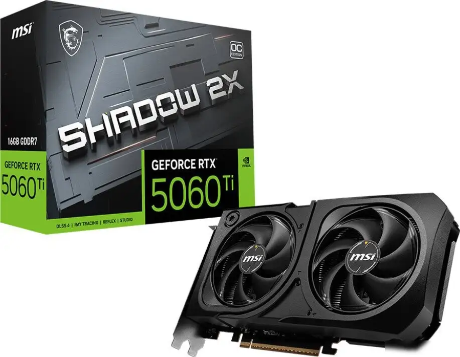 Видеокарта MSI GeForce RTX 5060 Ti 16G Shadow 2X OC Plus – фото товара