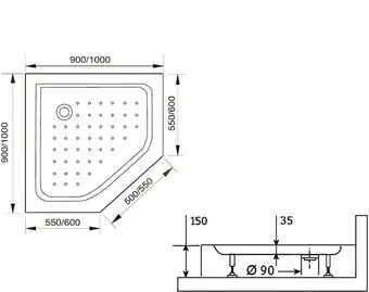 Душевой поддон RGW LUX/TN-TR 16180599-41 90x90