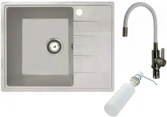 Кухонная мойка БелЭворс Mila L + смеситель W74004-3 + дозатор L405H (белый) - изображение в каталоге