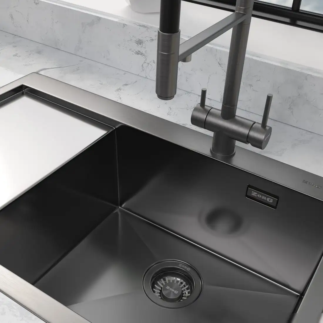 Кухонная мойка ZorG ZRN 5080 Premium R PVD Gunblack - фото товара