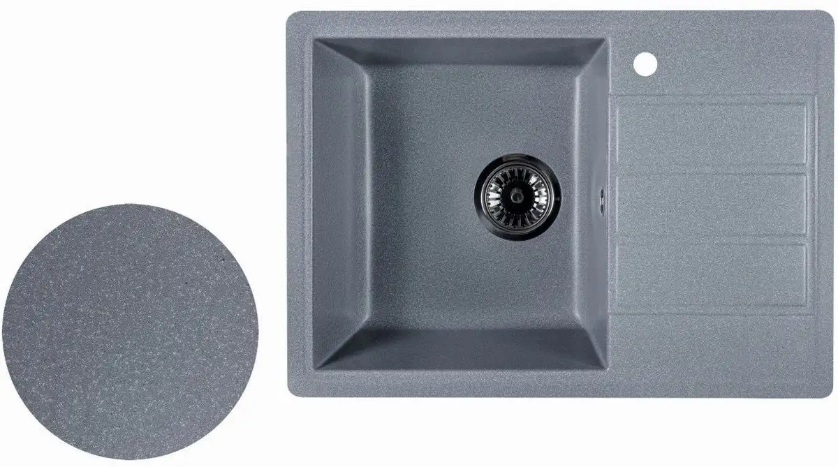 Кухонная мойка Marblan Recta L (серебристый, с сифоном) - фото товара