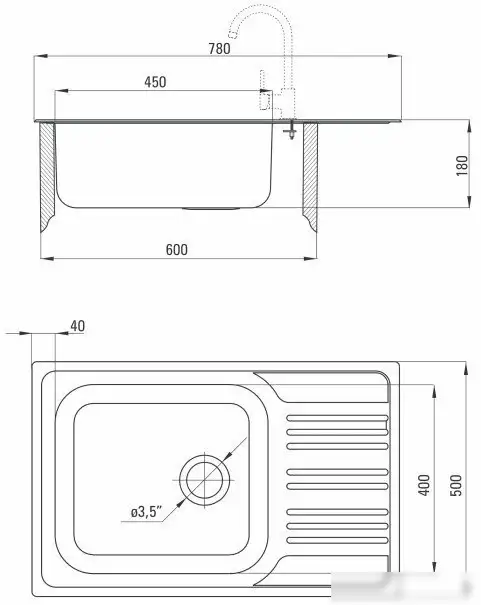 Кухонная мойка Deante Xylo ZEX 311B - фото товара
