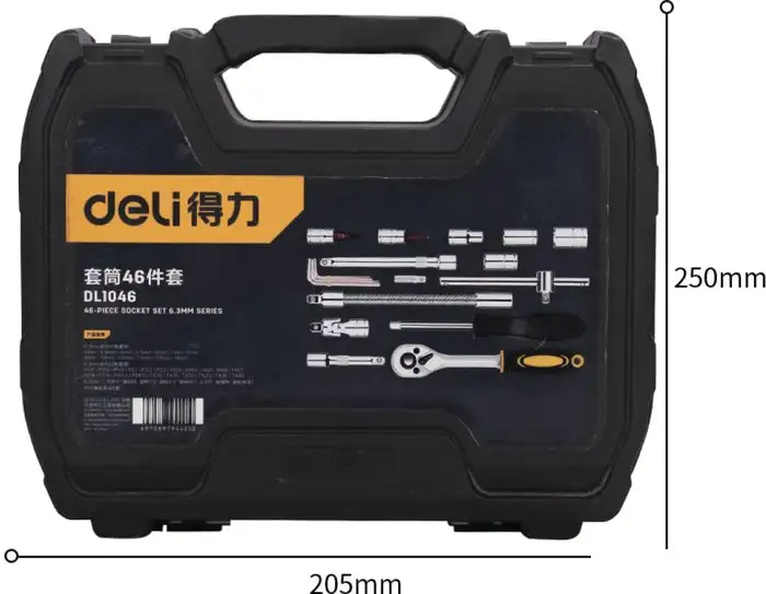 Набор трещотка с головками и битами Deli DL1046 (46 предметов) – фото товара