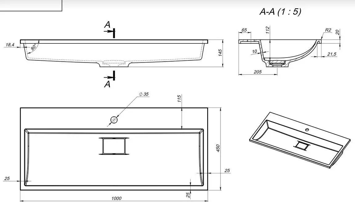 Умывальник Versalia Absolute 100 - фото товара