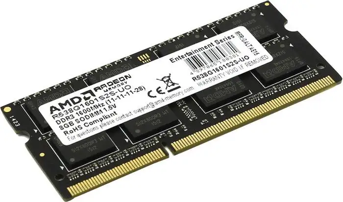 Оперативная память AMD 8GB DDR3 SO-DIMM PC3-12800 (R538G1601S2S-UO) – фото товара