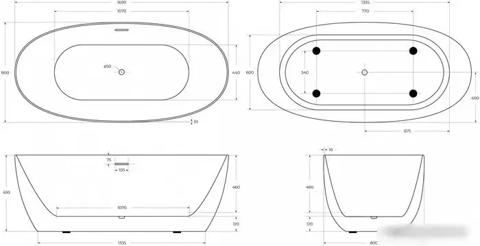 Ванна BelBagno BB414-1700-800 - фото товара
