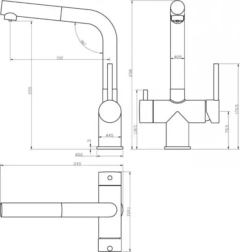 Смеситель Grocenberg GB4097 (черный матовый) - фото товара