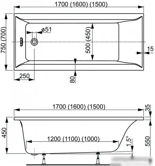 Ванна VagnerPlast Veronela 150x70 - фото товара