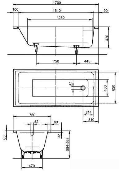 Ванна Kaldewei Puro 652 170x75 [256200013001] - фото товара