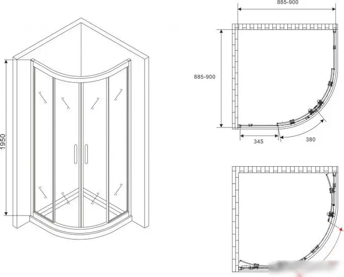 Душевой уголок Abber Schwarzer Diamant AG01090 - фото товара