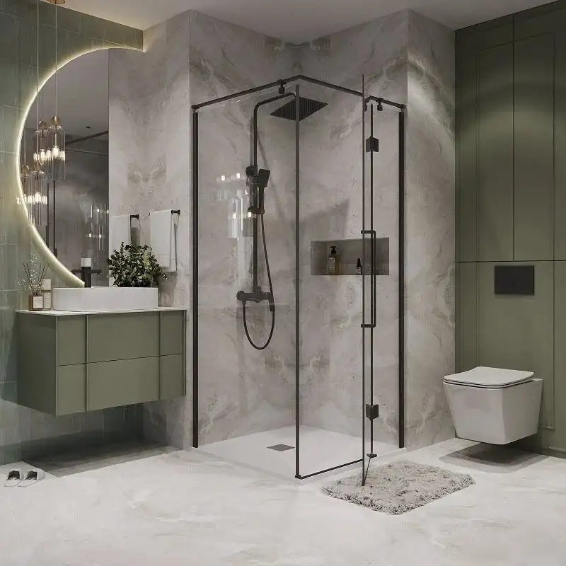 Душевой уголок Niagara NG-6832-34BLACK 100x100x195 (черный матовый/прозрачное стекло) - фото товара