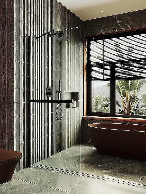 Душевая стенка MaybahGlass 99x195 MGD-1418-6ш (прозрачное стекло/черный) - фото товара