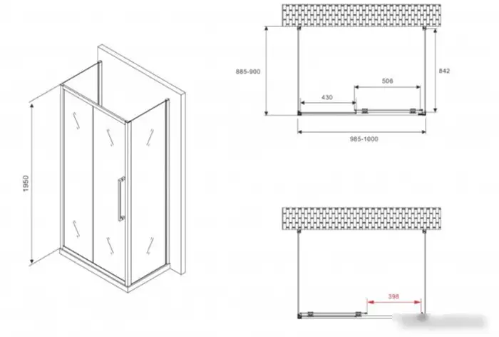 Душевой уголок Abber Schwarzer Diamant AG30100MH-S90M-S90M - фото товара