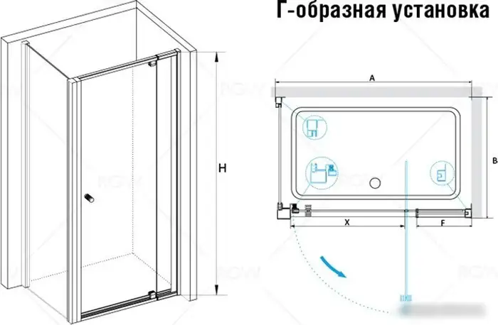 Душевой уголок RGW PA-32B (PA-02B + Z-050-1B) 41083288-014 80x80 (черный/прозрачное стекло) - фото товара