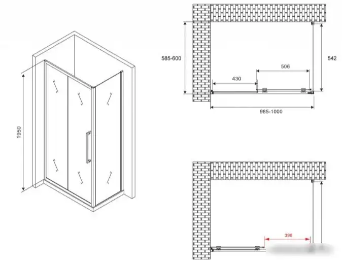 Душевой уголок Abber Schwarzer Diamant AG30100MH-S60M - фото товара
