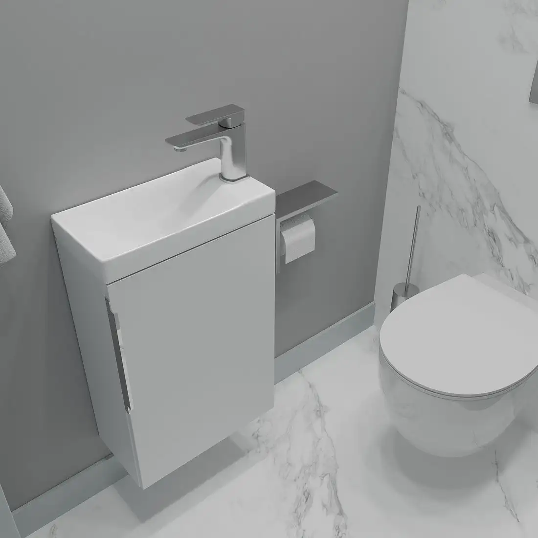 ЗОВ Тумба под умывальник Монови Слим 40 S40LW0LW9268 (белый матовый) – фото товара