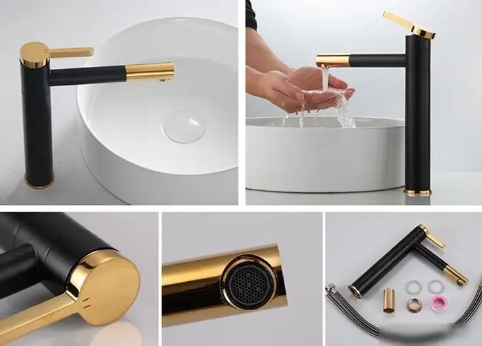 Смеситель Rea Smart REA-B7402 (черный/золотой) - фото товара